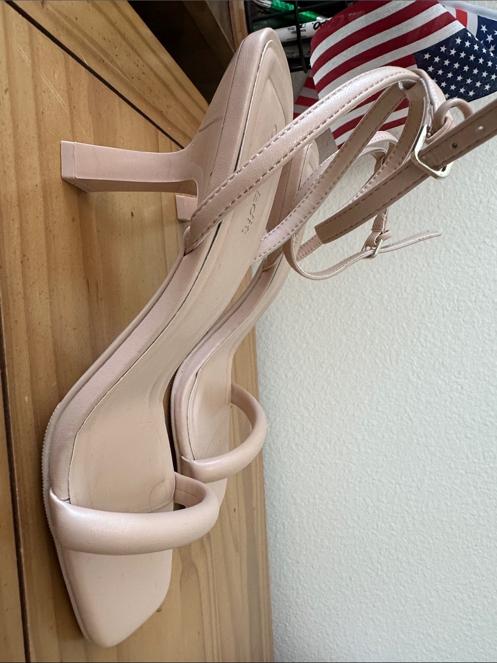 Nude Square-Toe Ankle-Tie High Heel Sandal